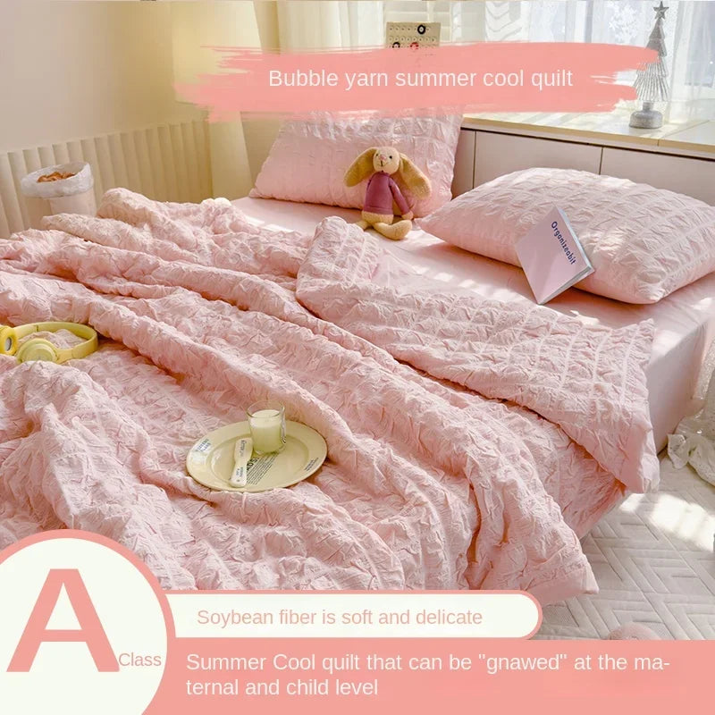 Summer Quilt Comforter Quilt Seersucker  Household Machine Washable Suitable Cool and Refreshing  Blanket