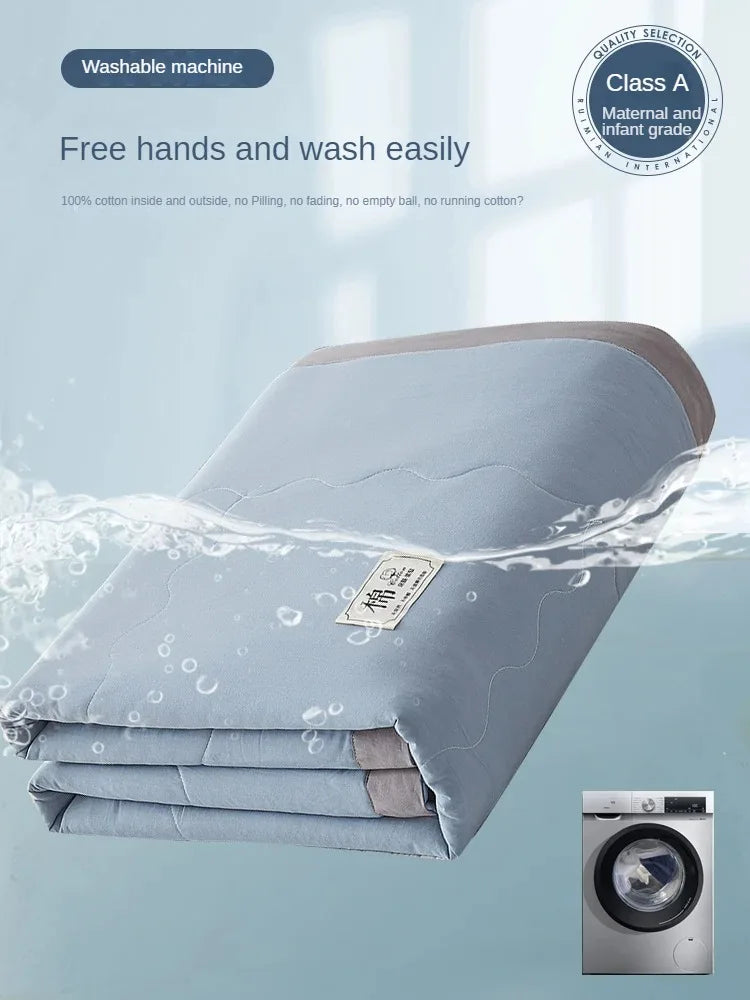 100% cotton inside and outside summer cool  air conditioning quilt washed cotton pure cotton summer quilt thin quilt summer